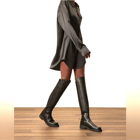 Stuart Weitzman Black 5050 Lift Over The Knee Boot Size 7.5 Leather Platform New - Picture 10 of 15